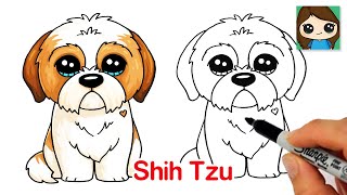 How to Draw a Shih Tzu Puppy Dog Easy 🦴❤️