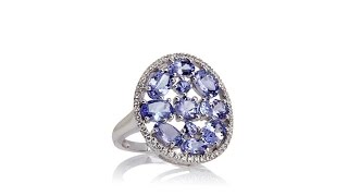 Rarities Tanzanite and White Zircon Cluster Ring