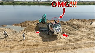 Wow!!Heavy Dump Truck Stuck In Deep Hole & Recovery By Excavator, Bulldozer.