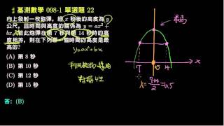 【基測數學】98v1 單選22二次函數的對稱性