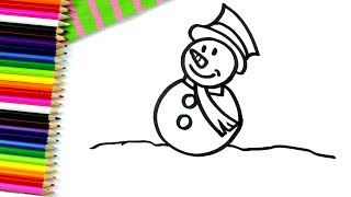 How to Draw a Snowman Coloring Pages for Kids | Drawing and Coloring for Kids | Art4kids