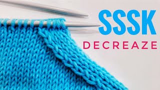 How to work double decrease (SSSK) | Easy beginners knitter decrease step by step; left leaning