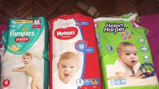 Обзор подгузников Huggies , Pampers, Helen Harper. Подгузники трусики.