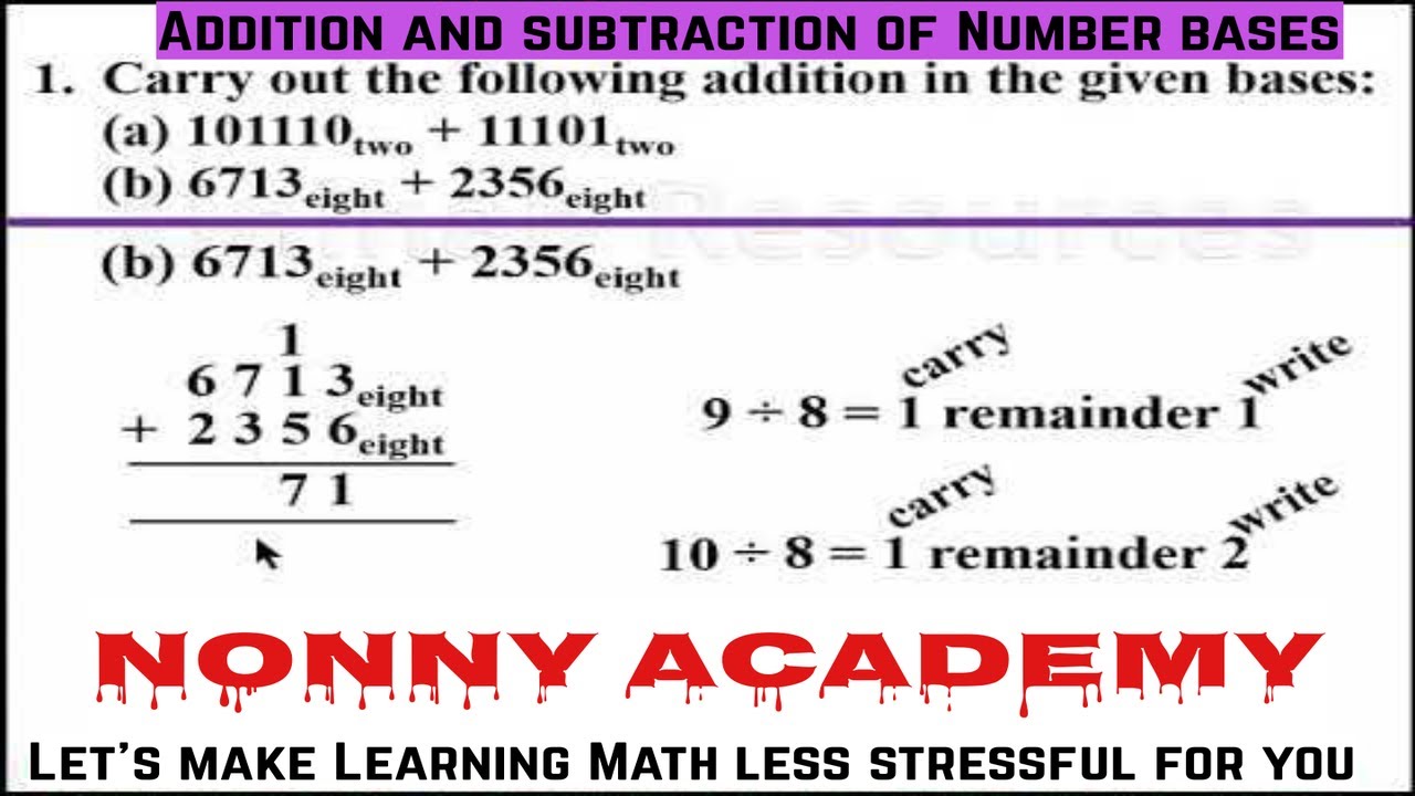 NUMBER BASE SYSTEM--ARITHMETIC OF NUMBER BASES--ADDITION AND ...