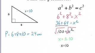 Using Pythagorean Theorem to find Area & Perimeter