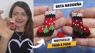 Bota / Calcetín NAVIDEÑO en mostacilla (paso a paso) Aniara Sanarte