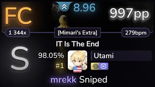 9.0⭐ Utami | Ice Nine Kills - IT Is The End [Mimari's Extra] +HDDT 98.05% (#1 997pp FC) - osu!