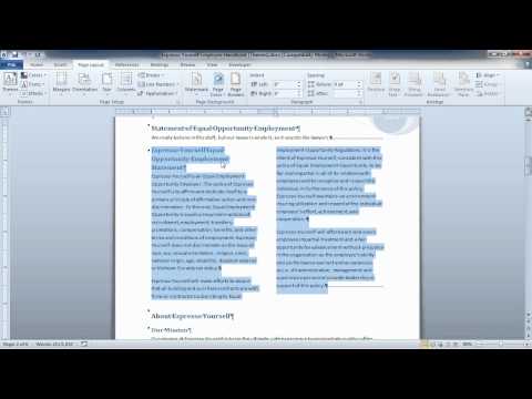 Word 2010- Apply Columns To A Portion Of A Document Word 2010- Apply Columns To A Portion Of A Document