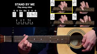 STAND BY ME - Play along video - Beginning Guitar - G C D Em - Capo 2nd fret