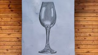 How to draw a glass 🍷 easy pencil art /pencil drawing of a glass step by step.
