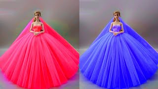 Disney Princess Dress Transformation ~ DIY Miniature Ideas for Barbie~ Wig, Dress, Faceup, and More