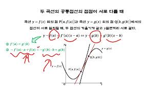 두 곡선의 공통접선의 접점이 서로 다를 때