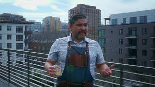 Tradesman Apron in denim and leather. The most comfortable apron ever.