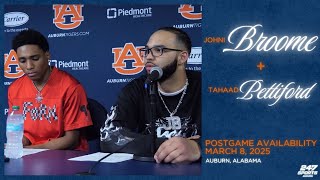 Auburn C Johni Broome and PG Tahaad Pettiford | Alabama loss