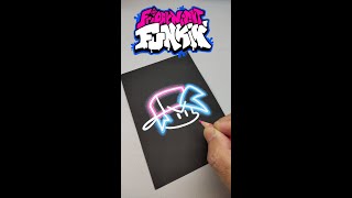Glow Effect Drawing Friday Night Funkin' Boy Friend icon with Posca Markers! (#Shorts)