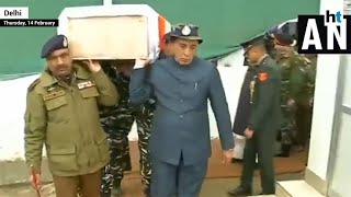 Pulwama attack: Rajnath Singh helps carry coffin of CRPF jawan in Kashmir