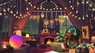 1 Hour Rain Study Lofi Hip Hop 🌍 Cottage Attic ☕ Midlife Afro Dreadlocks 🎧 Fall Focus Zen Work Music