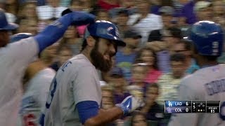 LAD@COL: Van Slyke smacks a three-run shot to left