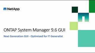 NEW ONTAP System Manager GUI | ONTAP 9.6