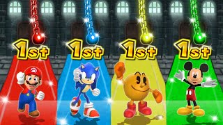 Mario Party 9 MiniGames - Mario Vs PacMan Vs Mickey Mouse Vs Sonic (Master Cpu)