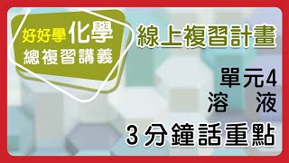 【線上複習計畫】《好好學化學》單元4溶液-3分鐘話重點