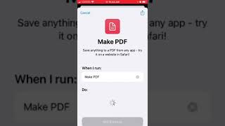 How to create Make PDF shortcut on iPhone?