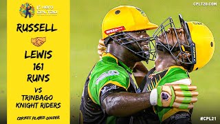 Andre Russell and Kennar Lewis BLAST the Knight Riders bowling attack for 161 runs!