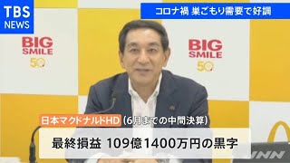 日本マクドナルドＨＤ中間決算 巣ごもり需要で１０９億円黒字