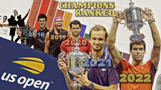 all US Open Grand Slam championships up to Carlos Alcaraz in 2022