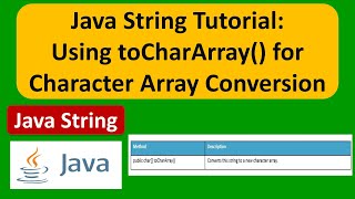 Java String: Using toCharArray() for Character Array Conversion | Java Tutorial
