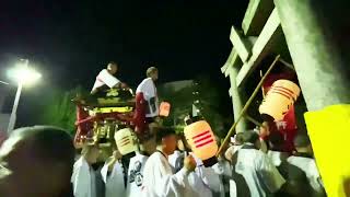 松山三津秋祭り2022年　三津厳島神社最後4台かきくらべ　終わり鳥居くぐり