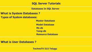 Types of databases in SQL Server | SQL Tutorials Part 3