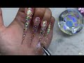 extra long glitter polygel nails✨ stiletto nails u0026 moon charms design nail tutorial