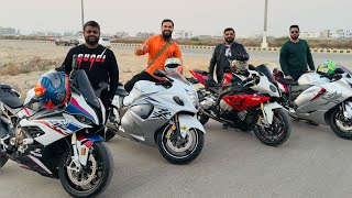 Pehli group ride karne nikal gae Hayabusa per 😍 Itni saari super bikes agaeen 🏍️