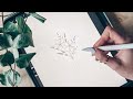 Easy technique for a tiny flowers tattoo stencil | iPad timelapse drawing