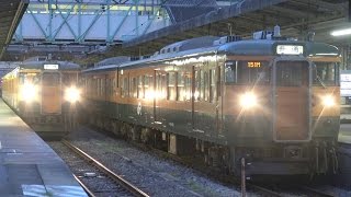 【湘南電車併走!!】JR高崎駅 湘南色115系電車 18：54同時発車！