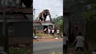 Elephant on roof. #elephantattack #elephant #hathi #shortsfeed #shorts #shortvideo #short #videos