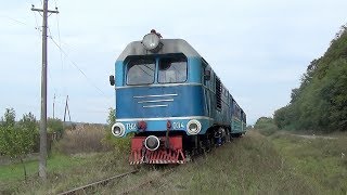 Transcarpathian Narrow-gauge Railway and Locomotive TU2-034 with passenger train @ Shalanky, Ukraine