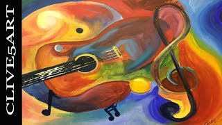 CUBIST guitar  Acrylic painting for beginners, Acrylic painting,clive5art