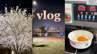 [vlog] 한강브이로그ㅣ한강라면ㅣ뽀글이라면ㅣ핫도그ㅣ김밥ㅣ맥주ㅣ편의점뿌시기ㅣ뚝섬한강ㅣ벚꽃ㅣ짧은브이로그