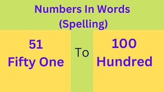 Numbers and Number Names form 51 to 100 for kids | Numbers Spelling in words