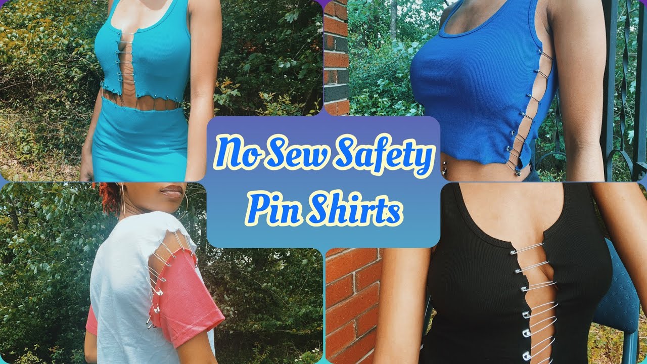 DIY Safety Pin Shirts Dresses And SHORTS! // NO SEW - YouTube