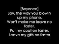 Lady Gaga Telephone Lyrics on screen