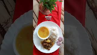 Assamese lunch platter (মাংসৰ সৈতে ভাত)