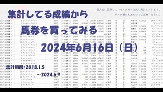 【競馬予想】2024年6月16日（日）の予想【エクセル集計】