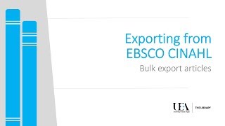 Exporting from EBSCO CINAHL