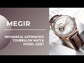 【MEGIR】Mechanical Automatics Tourbillon Watch With Leather Band, Sapphire Crystal Glass Men Style