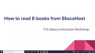 How to read EBSCOhost e-books