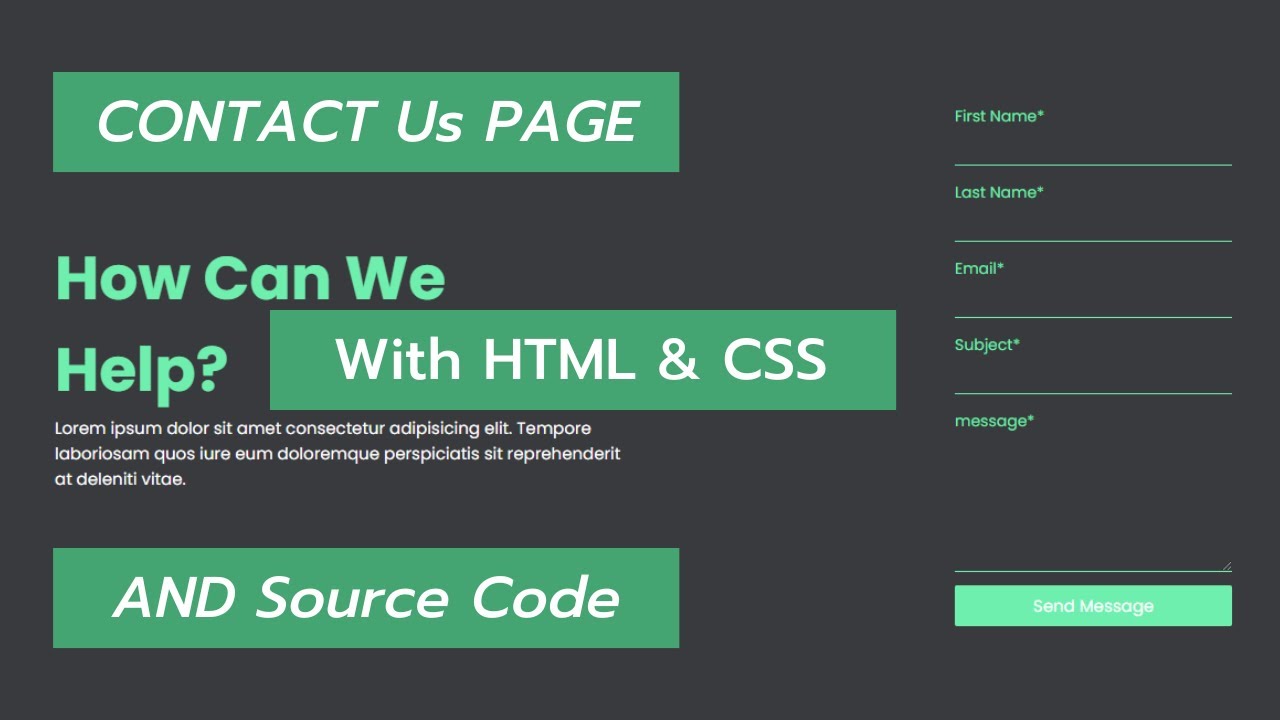 How To Create Contact Us Page Using HTML And CSS | HTML-CSS Tutorial ...