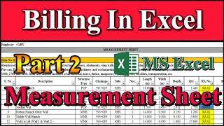 Billing Part 2 | Measurement Sheet Preparation in Excel | Construction RA Billing in Excel